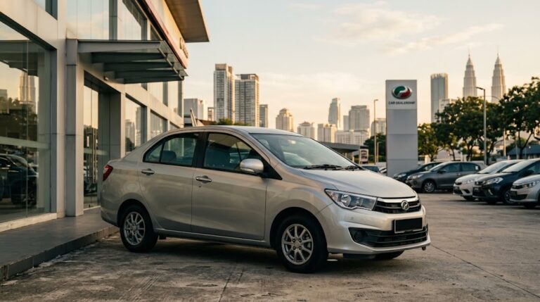 Perodua vehicle at a Kuala Lumpur dealership, expat car buying guide Malaysia 2026