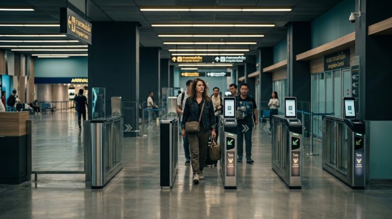 Traveller passing through Thai immigration auto-gates at Bangkok airport, Thailand no ETA policy
